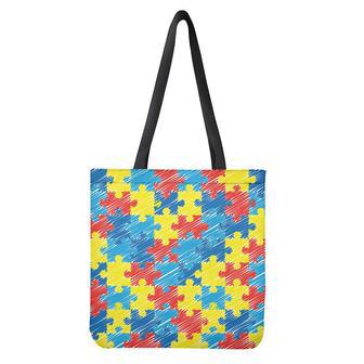 Autism Awareness Drawing Puzzle Print Tote Bag | Newhawaiianshirts CA