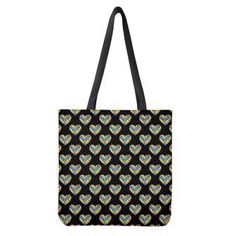 Autism Awareness Heart Pattern Print Tote Bag | Newhawaiianshirts DE