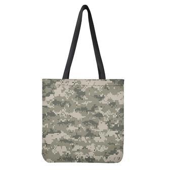 Beige Digital Camo Pattern Print Tote Bag | Newhawaiianshirts