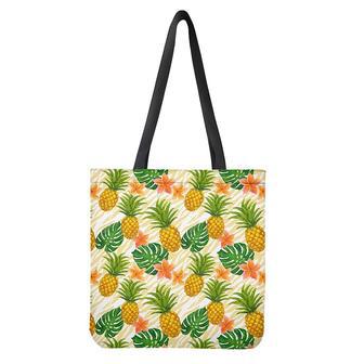 Beige Zebra Pineapple Pattern Print Tote Bag | Newhawaiianshirts DE