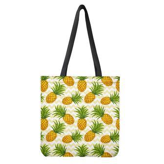 Beige Zig Zag Pineapple Pattern Print Tote Bag | Newhawaiianshirts DE