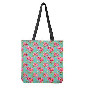 Bird Pink Floral Flower Pattern Print Tote Bag | Newhawaiianshirts DE