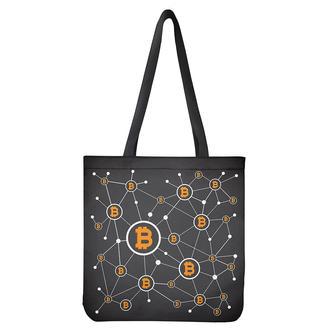 Bitcoin Connection Pattern Print Tote Bag | Newhawaiianshirts UK