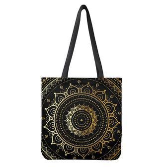 Black And Gold Mandala Print Tote Bag | Newhawaiianshirts DE