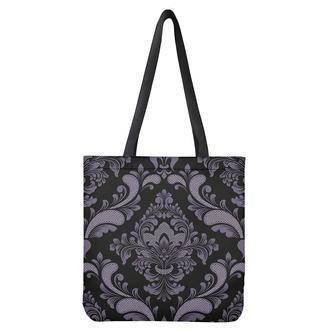 Black And Purple Damask Pattern Print Tote Bag | Newhawaiianshirts CA