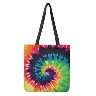 Black And Rainbow Tie Dye Print Tote Bag | Newhawaiianshirts DE