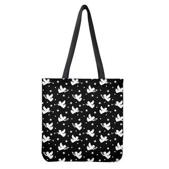 Black And White Angel Pattern Print Tote Bag | Newhawaiianshirts