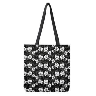 Black And White Cattleya Pattern Print Tote Bag | Newhawaiianshirts UK