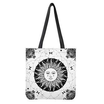 Black And White Celestial Sun Print Tote Bag | Newhawaiianshirts