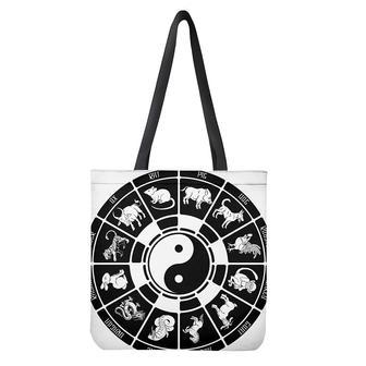 Black And White Chinese Zodiac Print Tote Bag | Newhawaiianshirts DE