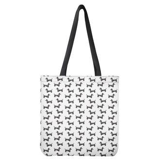 Black And White Dachshund Pattern Print Tote Bag | Newhawaiianshirts UK