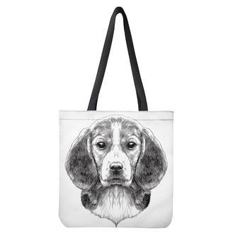 Black And White Drawing Beagle Print Tote Bag | Newhawaiianshirts