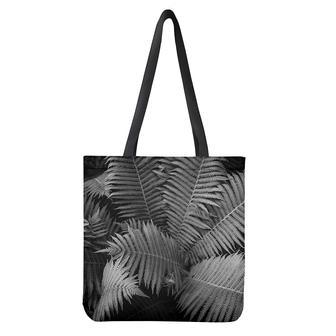 Black And White Fern Leaf Print Tote Bag | Newhawaiianshirts DE