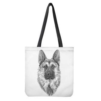 Black And White German Shepherd Print Tote Bag | Newhawaiianshirts CA