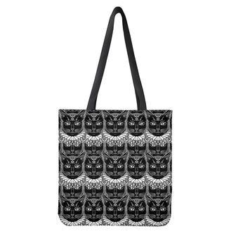 Black And White Gothic Wiccan Cat Print Tote Bag | Newhawaiianshirts CA