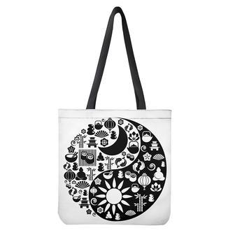 Black And White Japanese Yin Yang Print Tote Bag | Newhawaiianshirts CA