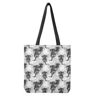 Black And White Jellyfish Pattern Print Tote Bag | Newhawaiianshirts DE