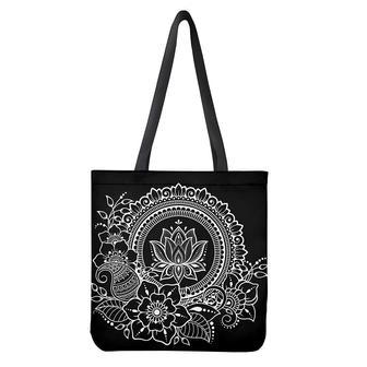 Black And White Lotus Flower Print Tote Bag | Newhawaiianshirts