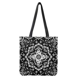 Black And White Lotus Mandala Print Tote Bag | Newhawaiianshirts