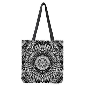 Black And White Mandala Print Tote Bag | Newhawaiianshirts