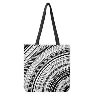 Black And White Maori Polynesian Print Tote Bag | Newhawaiianshirts DE