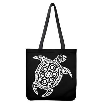 Black And White Maori Sea Turtle Print Tote Bag | Newhawaiianshirts DE