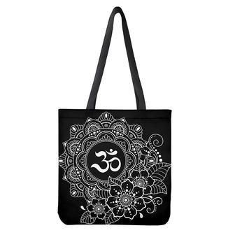 Black And White Om Print Tote Bag | Newhawaiianshirts CA