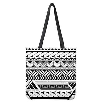 Black And White Polynesian Pattern Print Tote Bag | Newhawaiianshirts UK