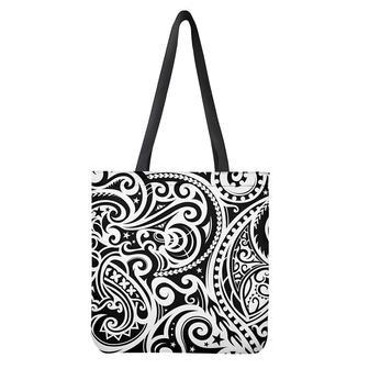 Black And White Polynesian Tattoo Print Tote Bag | Newhawaiianshirts UK