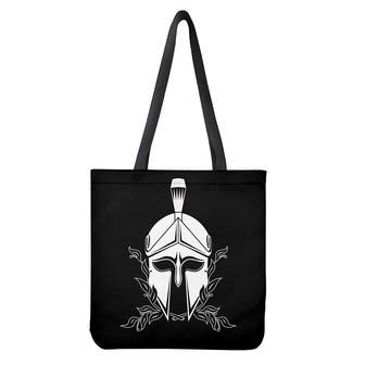 Black And White Spartan Helmet Print Tote Bag | Newhawaiianshirts