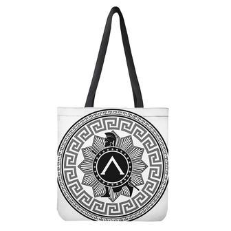 Black And White Spartan Warrior Print Tote Bag | Newhawaiianshirts AU