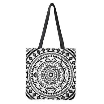 Black And White Tribal Mandala Print Tote Bag | Newhawaiianshirts DE