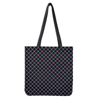 Black Blue And Pink Tartan Pattern Print Tote Bag | Newhawaiianshirts CA