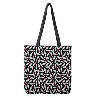 Black Bowling Pins Pattern Print Tote Bag | Newhawaiianshirts CA