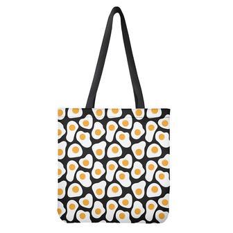 Black Fried Eggs Pattern Print Tote Bag | Newhawaiianshirts AU