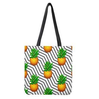 Black Geometric Pineapple Pattern Print Tote Bag | Newhawaiianshirts AU