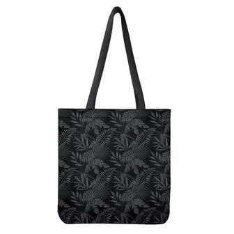 Black Palm Leaf Aloha Pattern Print Tote Bag | Newhawaiianshirts CA