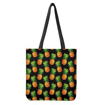 Black Pineapple Pattern Print Tote Bag | Newhawaiianshirts UK