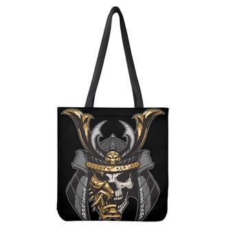 Black Samurai Skull Print Tote Bag | Newhawaiianshirts UK