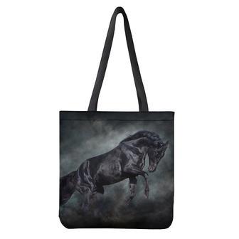 Black Stallion Horse Print Tote Bag | Newhawaiianshirts