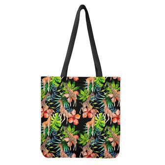 Black Tropical Giraffe Pattern Print Tote Bag | Newhawaiianshirts DE