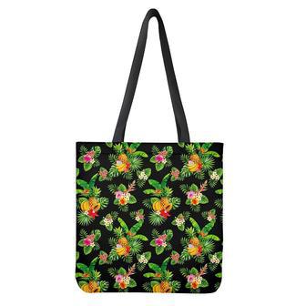 Black Tropical Hawaiian Pattern Print Tote Bag | Newhawaiianshirts AU