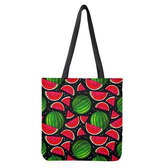 Black Watermelon Pieces Pattern Print Tote Bag | Newhawaiianshirts