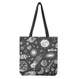 Black White Galaxy Outer Space Print Tote Bag | Newhawaiianshirts DE