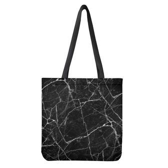 Black White Grunge Marble Print Tote Bag | Newhawaiianshirts CA