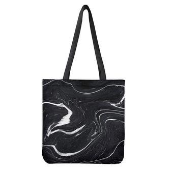 Black White Liquid Marble Print Tote Bag | Newhawaiianshirts CA