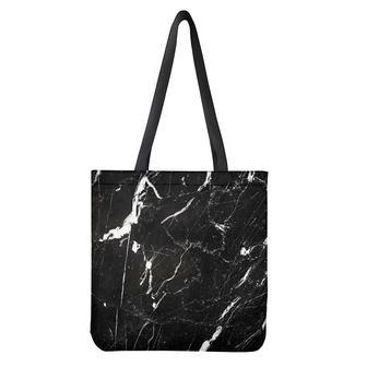 Black White Scratch Marble Print Tote Bag | Newhawaiianshirts UK