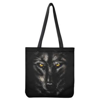 Black Wolf Portrait Print Tote Bag | Newhawaiianshirts CA