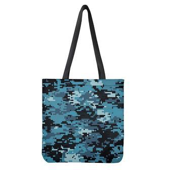 Blue And Black Digital Camo Print Tote Bag | Newhawaiianshirts