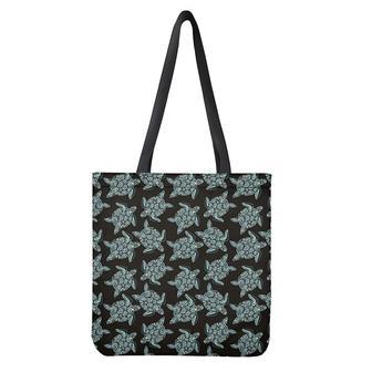 Blue And Black Sea Turtle Pattern Print Tote Bag | Newhawaiianshirts